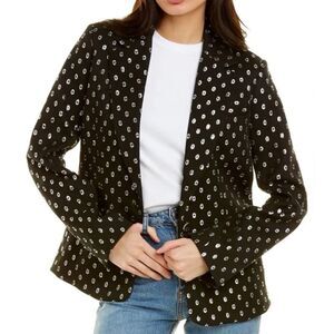 Tanya Taylor Andie Silk Blend Jacket/Blazer, Black/Silver, NWT, Size 6